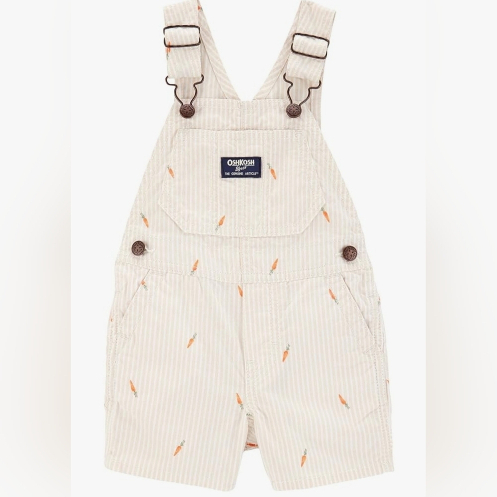OshKosh B'gosh Cream Striped Kids Overalls